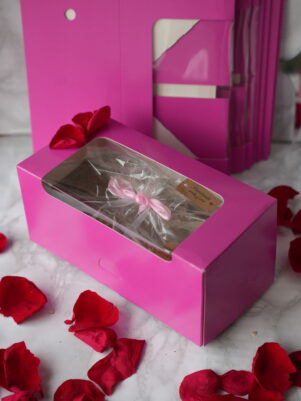Boîte pâtissière rose à fenêtre x10