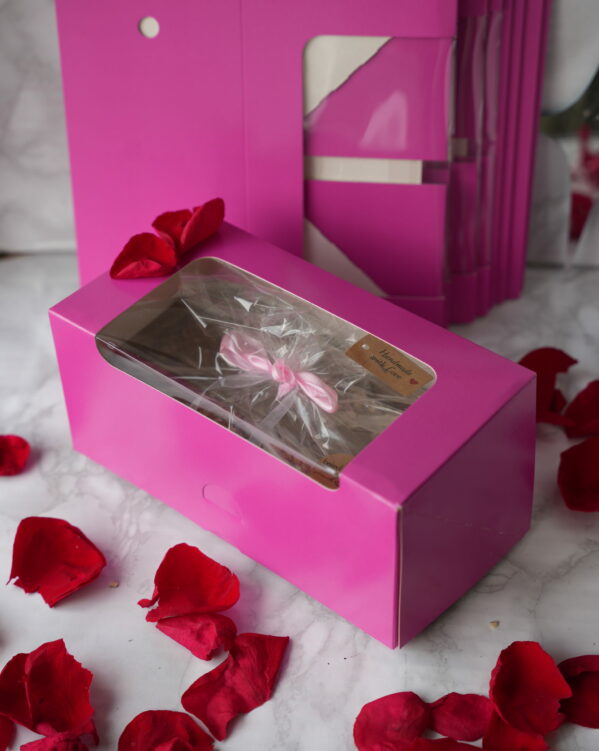 Boîte pâtissière rose à fenêtre x10